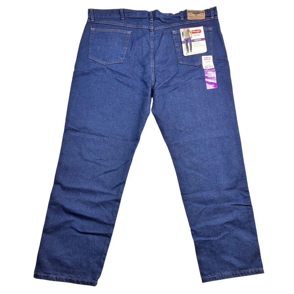 Wrangler Five Star Premium Stretch Regular Fit Mens Jeans 44x30 Dark Blue NWT - Picture 2 of 8